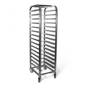 MOBILE TRAY TROLLEY S/STEEL - 15 SHELVES