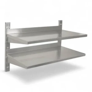S/STEEL WALL SHELVING DOUBLE - 1200MM X 300MM