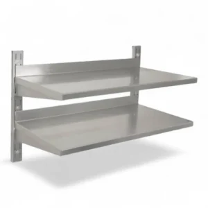S/STEEL WALL SHELVING DOUBLE - 900MM X 300MM
