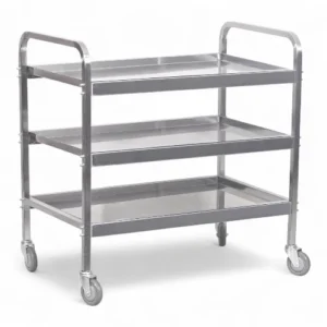 TEA TROLLEY S/STEEL HEAVY DUTY - 3 SHELF 930MM X 905MM X 560MM - 25KG