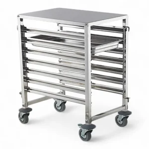 WORKING TABLE S/STEEL - MOBILE - 7 TIER 385MM X 550MM X 900MM